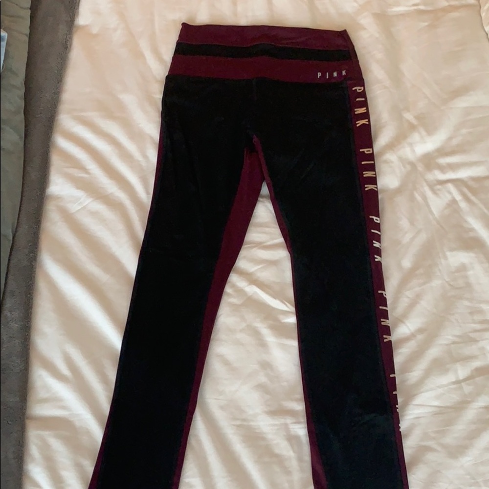 Maroon and black VS leggings